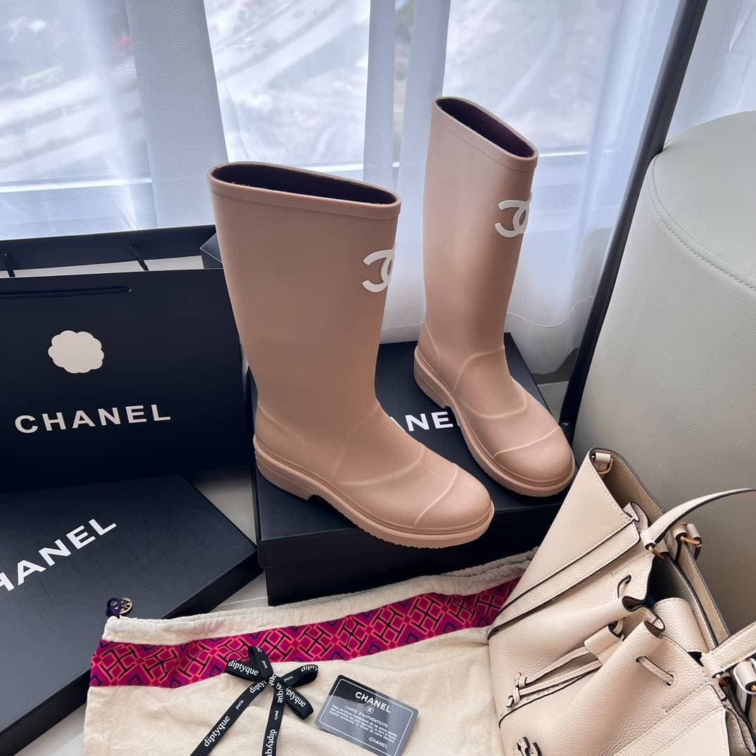 Nouvelles bottes de pluie de luxe pour femmes de C, à la mode et classiques, bottes de pluie longues