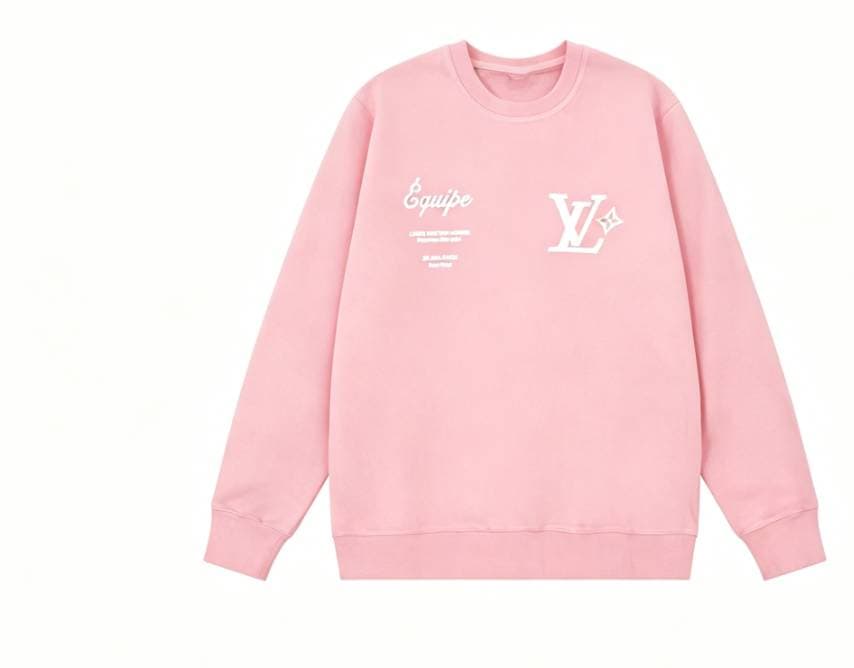 Sweat-shirt unisexe LV à col rond, double imprimé graphique sur le devant : lettres cursives EQUIPE et logo étoile LV. Pull à manches longues, st