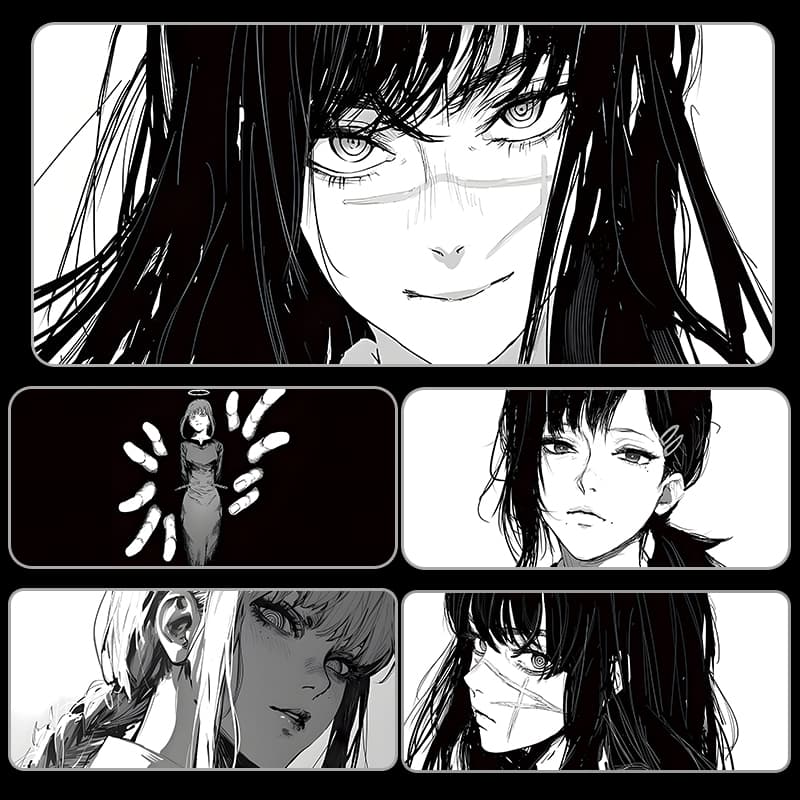 Unbeatable Quality Chainsaw Man Chiato Mouse Oversized Black And White Anime Secondary Student Office Computer Keyboard Pad Table Mat