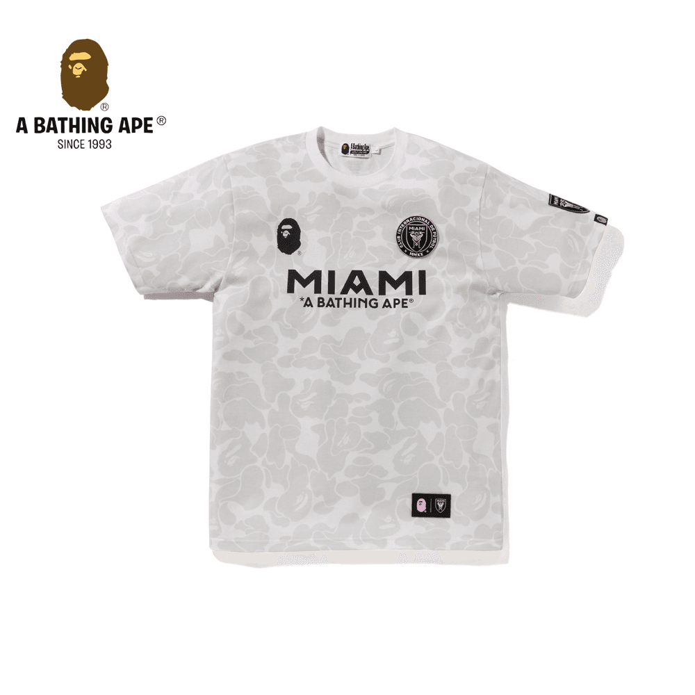 T-shirt à manches courtes A BATHING APE, collaboration Miami, motif tête de singe, en pur coton