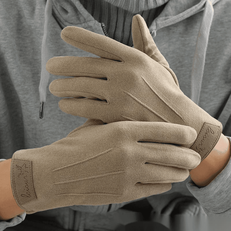 Gloves men's winter warmth, plush and thick touch screen for driving, cycling, electric vehicles, outdoor gloves