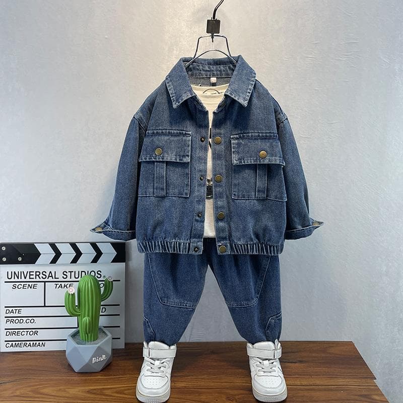 Kids’ Clothing Boys Spring Denim Suit New Boy Handsome Clothes Spring And Autumn Children's Fashionable Two Piece Suit Trendy