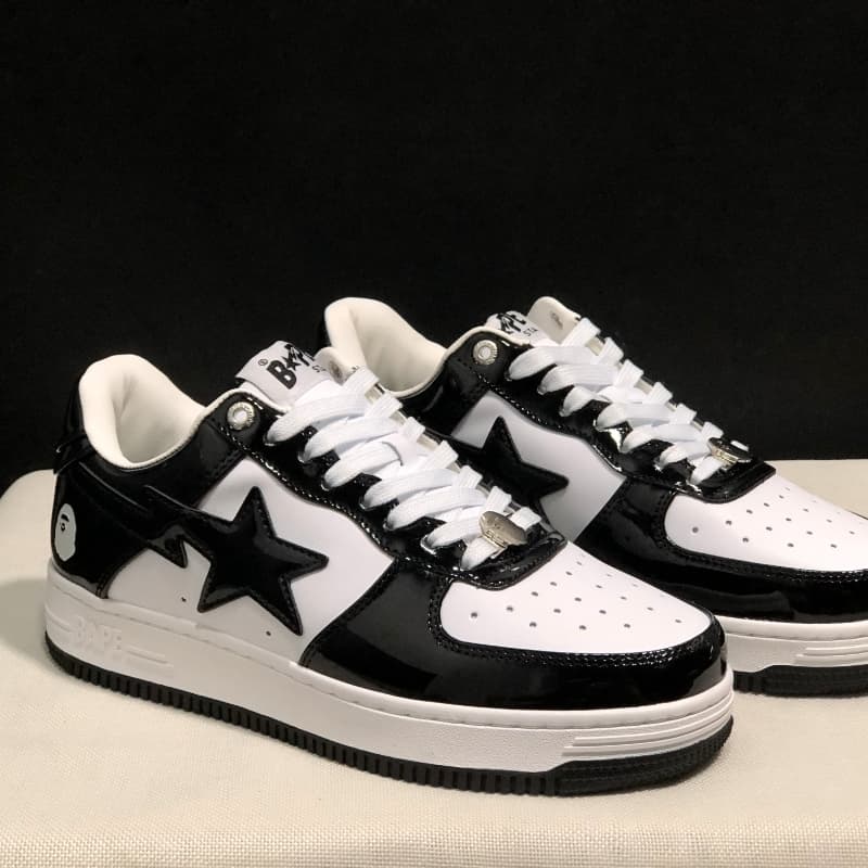Bapes Sta To Low Ape Head Chaussures de sport basses en cuir laqué classique