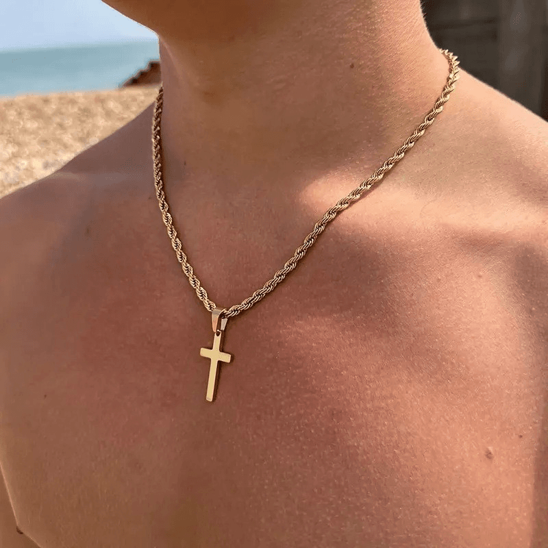 Stainless Steel Cross Pendant Necklace For Women Men Charm Minimalist Jewelry Male Necklaces Chokers Gifts Waterproof