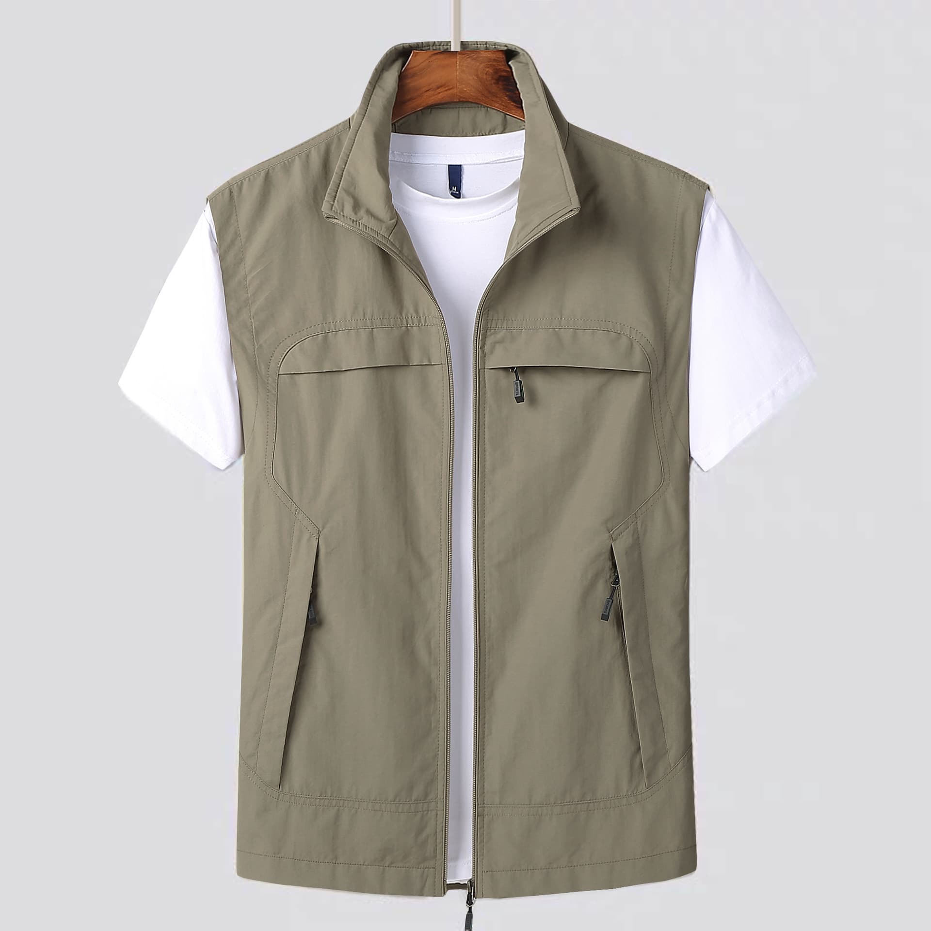 Gilet de pêche pour homme à séchage rapide avec de multiples poches - Veste sans manches légère en nylon pour les activités de plein air et les