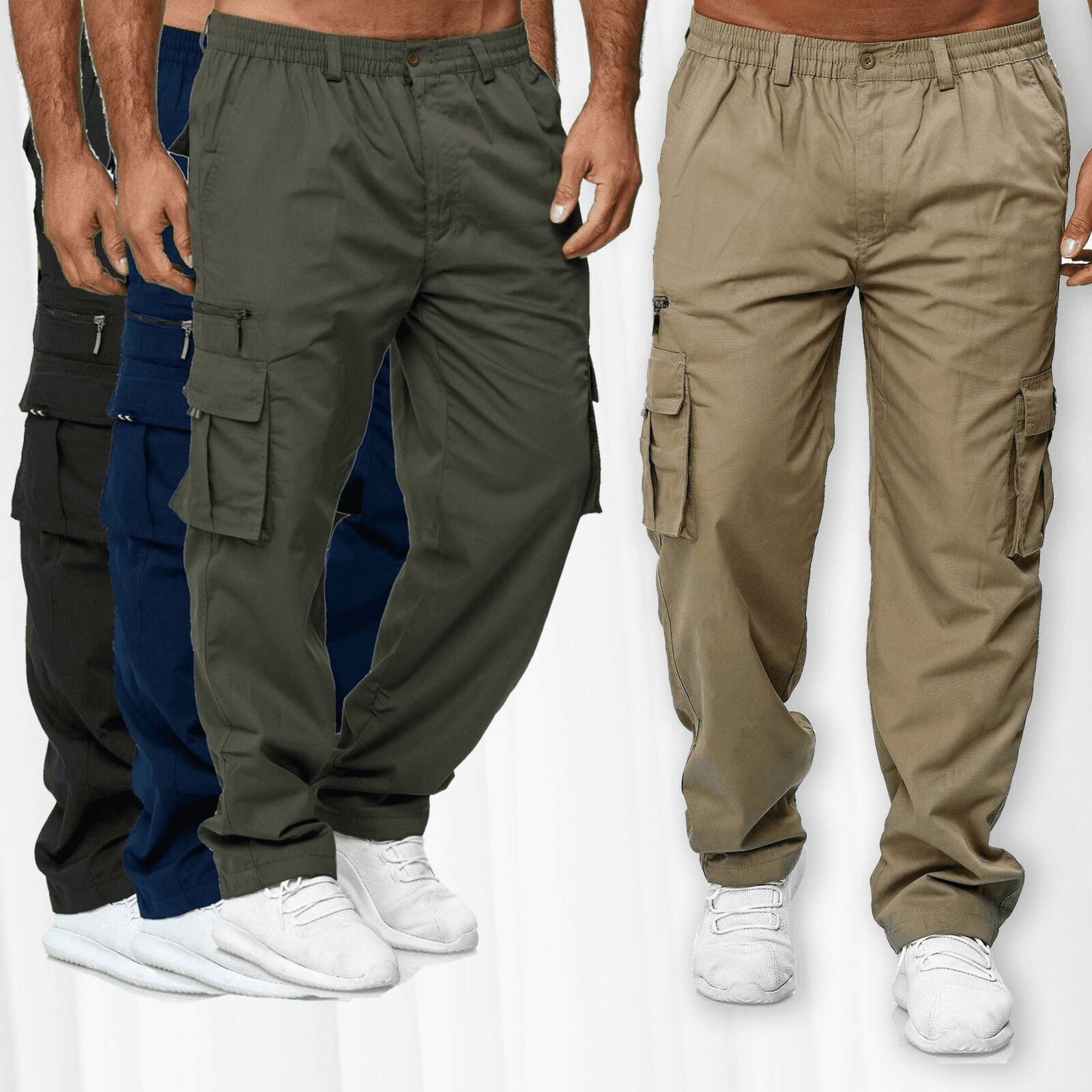 Men's casual multi-pocket loose straight leg outdoor pants