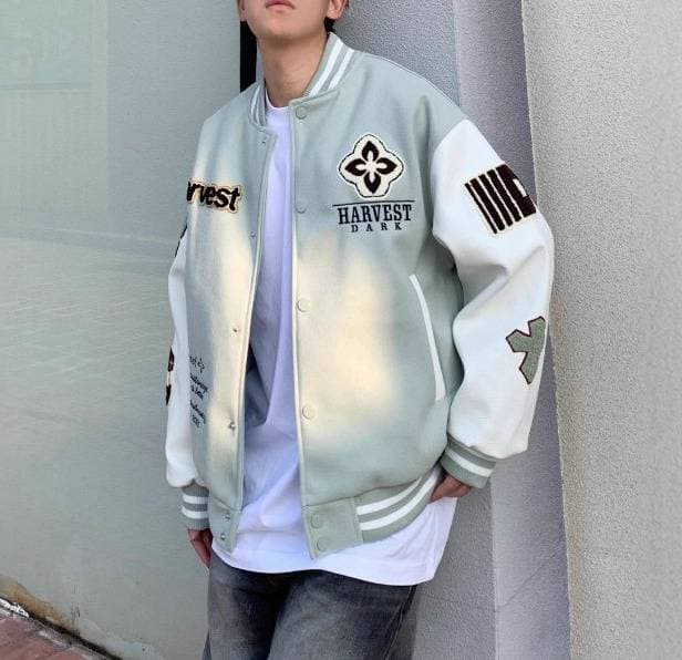 Retro Baseball Jacket With Embroidered Lettering – Unisex Oversized Varsity Style (M-XXXL, 2 Colors)​