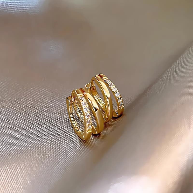 gold 2024 New Hot Style High-end Light Luxury Simple Hoop Unique Temperament Earrings For Women