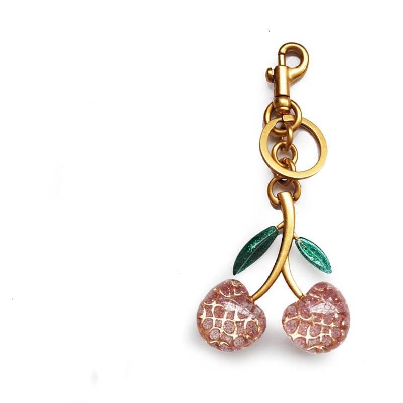 Porte-clés breloques pour sac, accessoires de sac, breloque pour sac à main, pendentif pour sac à main, bijoux de voiture en cristal cerise, acces