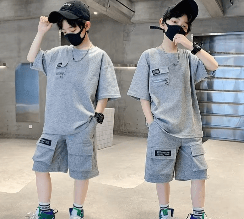 Boys Summer Sports Suit New Children's Clothing Summer Internet Celebrity Boy Short Sleeved Cool And Handsome Fashionable And Handsome