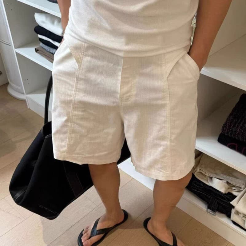 Men's Old Money Style Linen-Blend Shorts | Breathable Cotton-Like Relaxed Fit Summer Casual Trousers | Classic White/Black/Grey (Sizes M-3XL)​