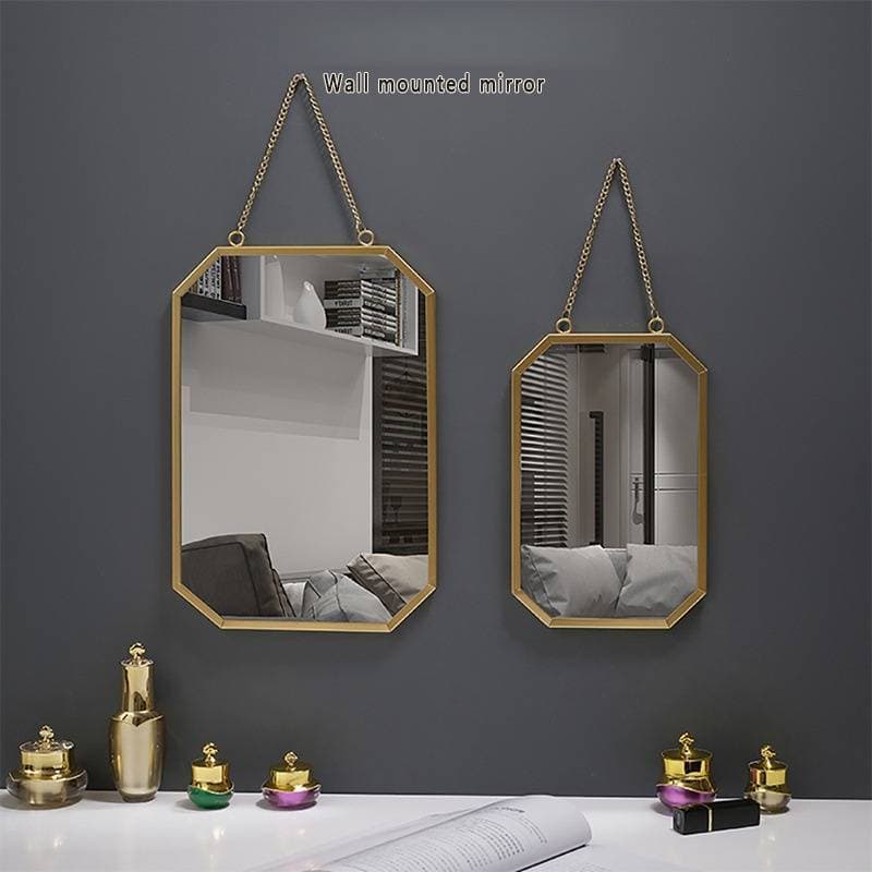Miroir mural carré de style nordique moderne pour salle de bain, coiffeuse ou dortoir – Cadre en métal antirouille, verre en aluminium incassable – Décoration d'intérieur peu encombrante