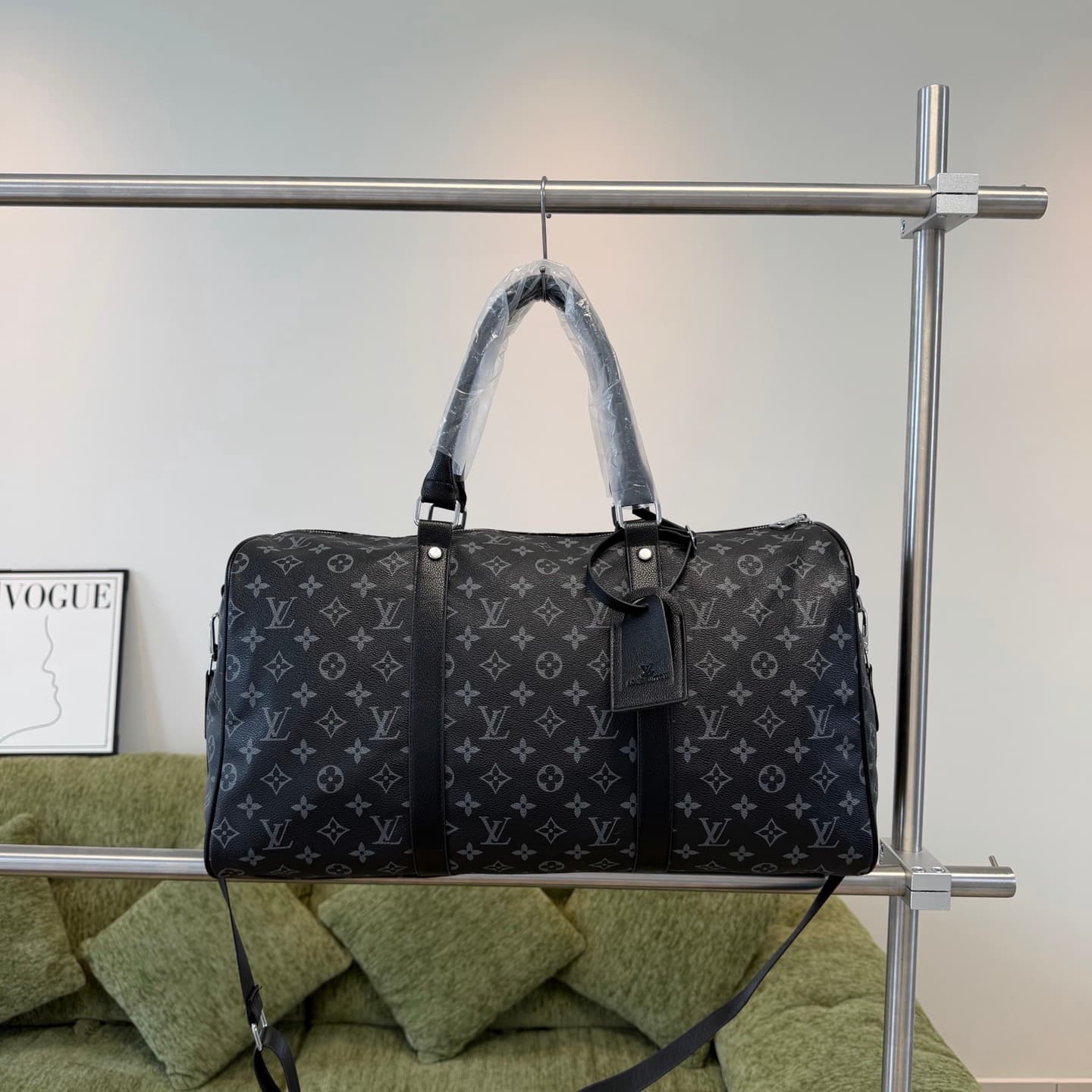 Sac de voyage Louis Vuitton unisexe classique à monogramme, grand format cylindrique, imprimé logo intégral