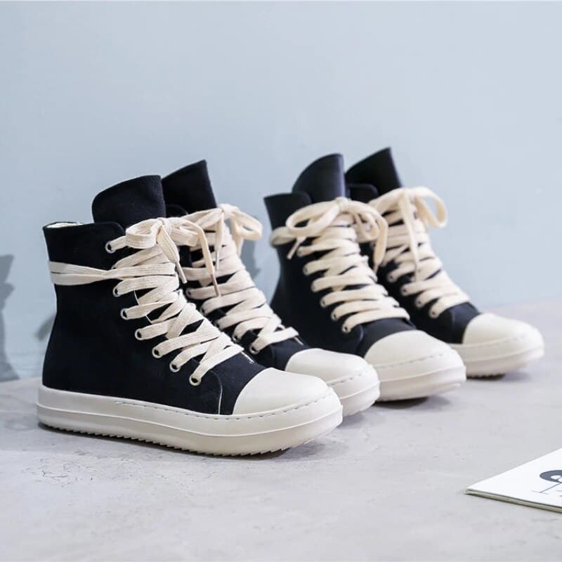 Rick High-Top-Sc, Damensc Mit Dicken Sohlen, Segeltuchs Tiefel, Schnürstiefel, Damen-Sportsc,