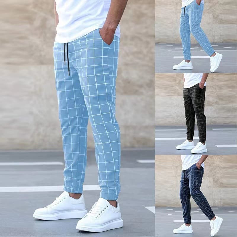 Men's Four-Season Tapered Trousers - Smart Casual Plaid Pants With Stretch Waist | Office To Weekend Versatility