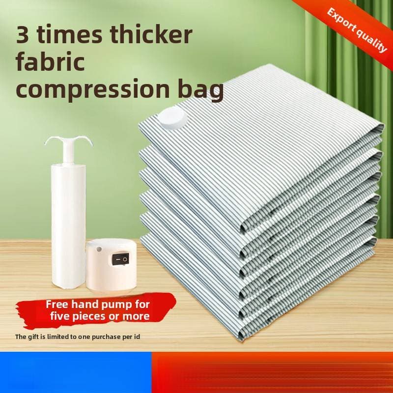 Fabric Vacuum Storage Bags - 5-Size Compression Bags For Blankets & Clothes (White Stripes, Pump Sold Separately)