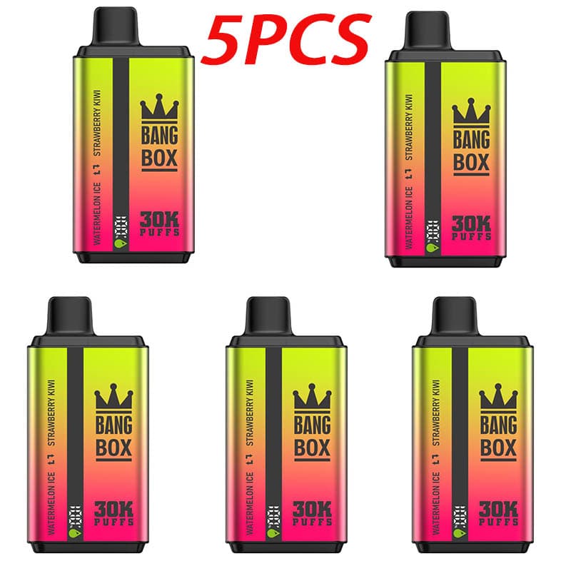 Lot de 5 vapes jetables à double saveur Bang Box 30 KPuffs, 35 ml, pré-remplies, 850 mAh, écran de type C