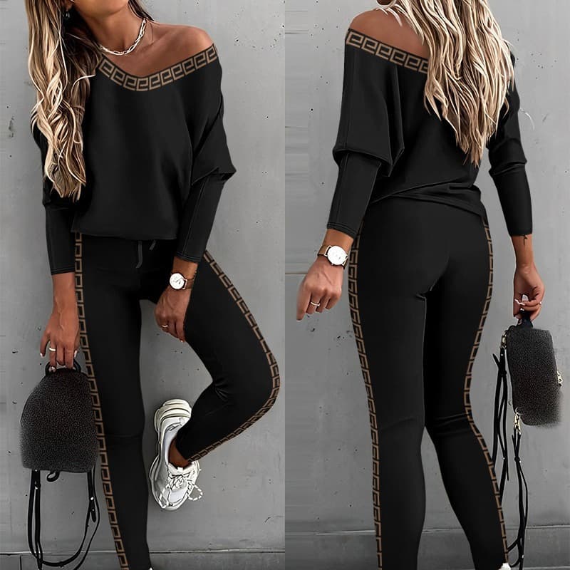 fashion popular webbing splicing casual tops + trousers