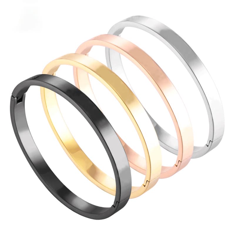 Men's And Women's Jewelry Smooth Four Color Stainless Steel Bracelet Vacuum Electroplated Titanium Steel Bracelet