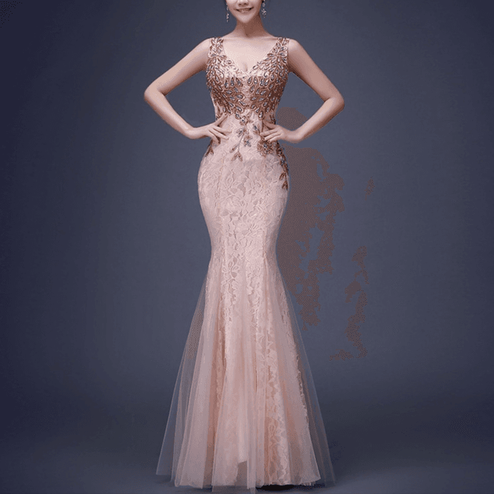 Women’s Clothing evening dress new summer wedding fishtail long lace bridesmaid dress banquet dress skirt slim women
