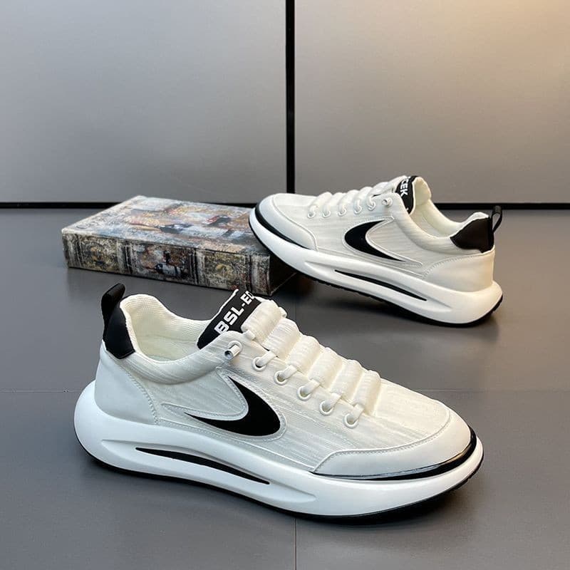 2025 New Couple Shoes Ice Silk Running Shoes Light And Comfortable Mesh Breathable Sports Men's Shoes Thick Soled White Shoes
