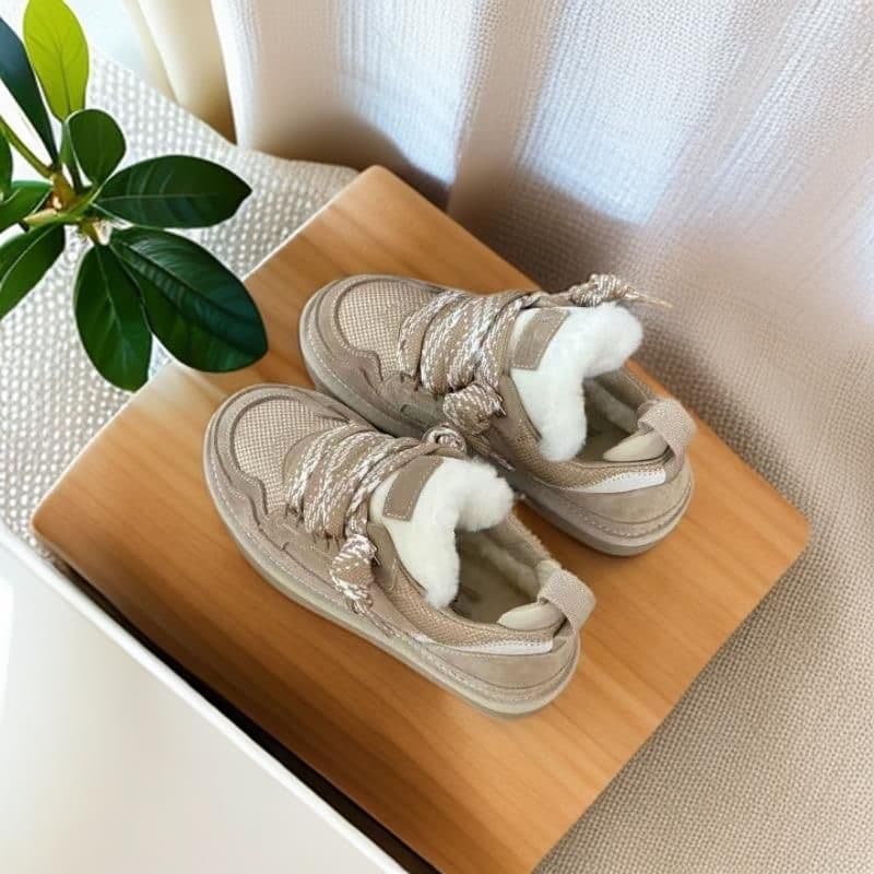 Baskets Lowmel de créateur Chaussures décontractées Baskets Highmel Baskets pour femmes Sable Laine Peau de mouton Hiver Toile Froid Véritable