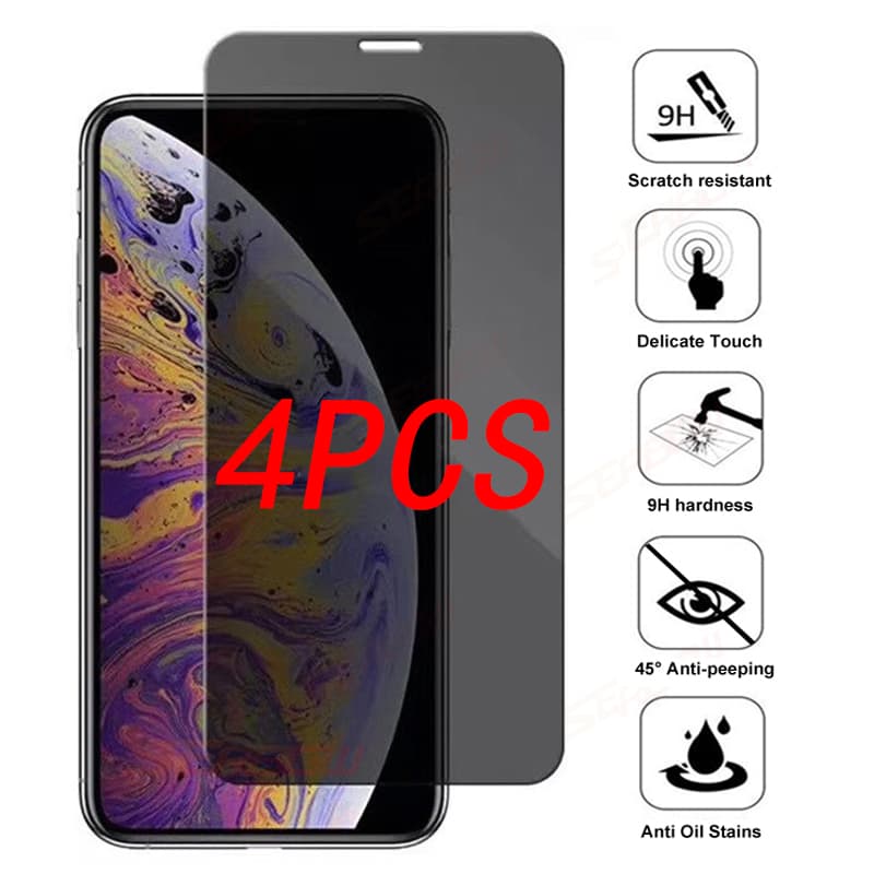Protections d'écran de confidentialité en verre trempé anti-espion pour iPhone 17, 16, 15, 14, 13 Pro Max, 15Plus, 16E, 13Mini, 7, 8 Plus, 17Air,