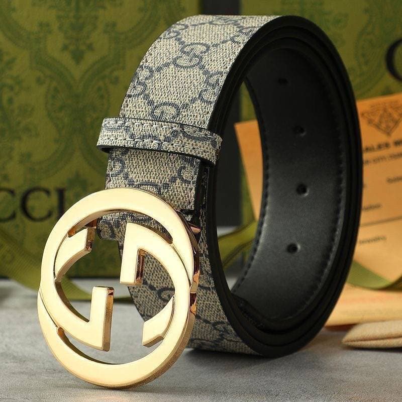 Ceinture en cuir à boucle double G classique pour homme, idéale pour les affaires et les déplacements, avec imprimé rétro et cuir de vachette r