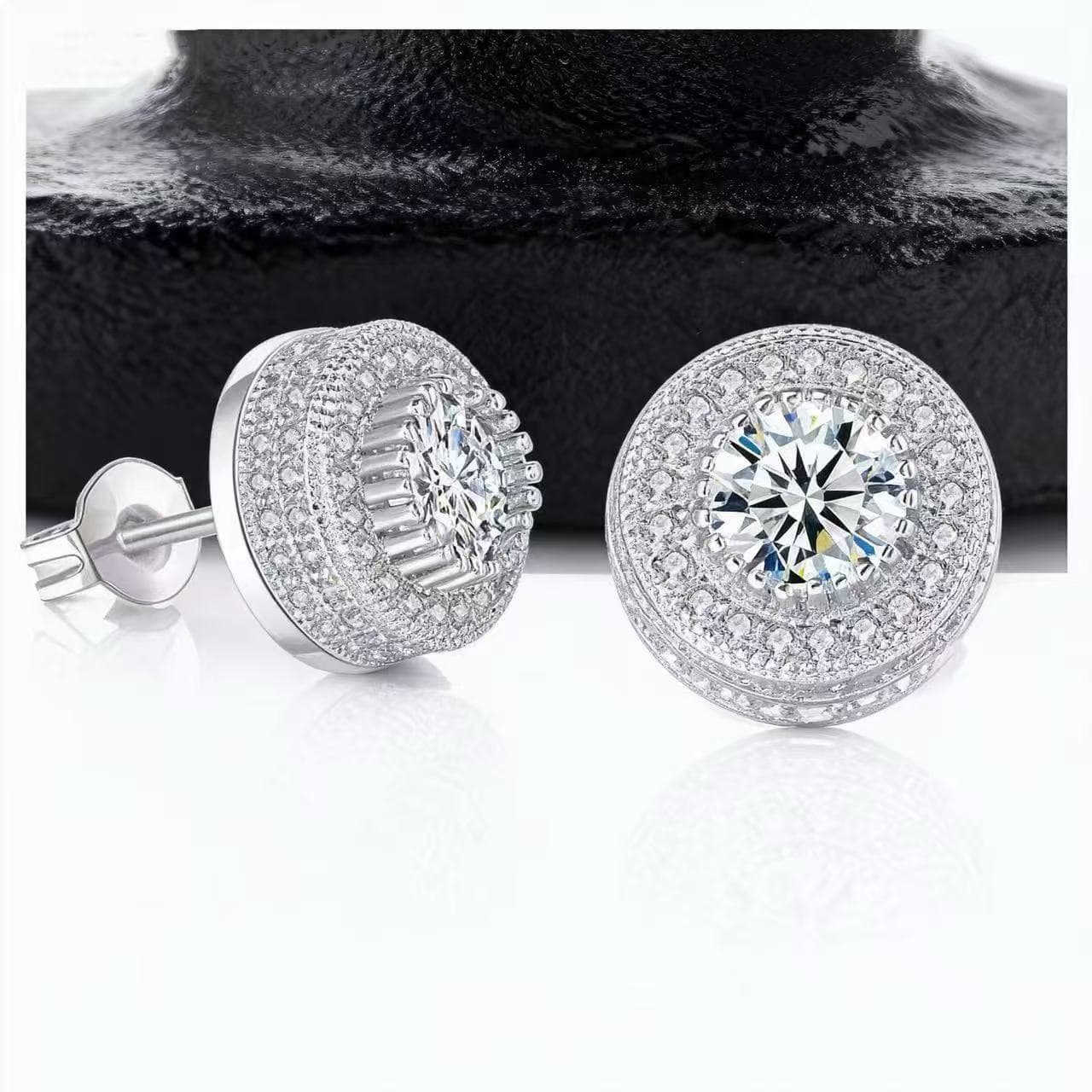 European American Hot-Selling Hip-Hop Full Zircon Micro-Inlaid Earrings For Men And Women, New Cross-Border Jewelry