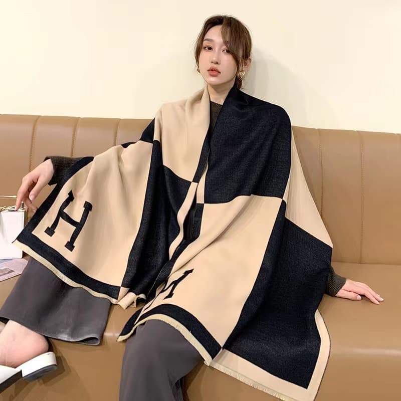 Écharpe pied-de-poule simple pour femme, nouvelle collection automne-hiver, légère et luxueuse, longue section, châle chaud en cachemire épais