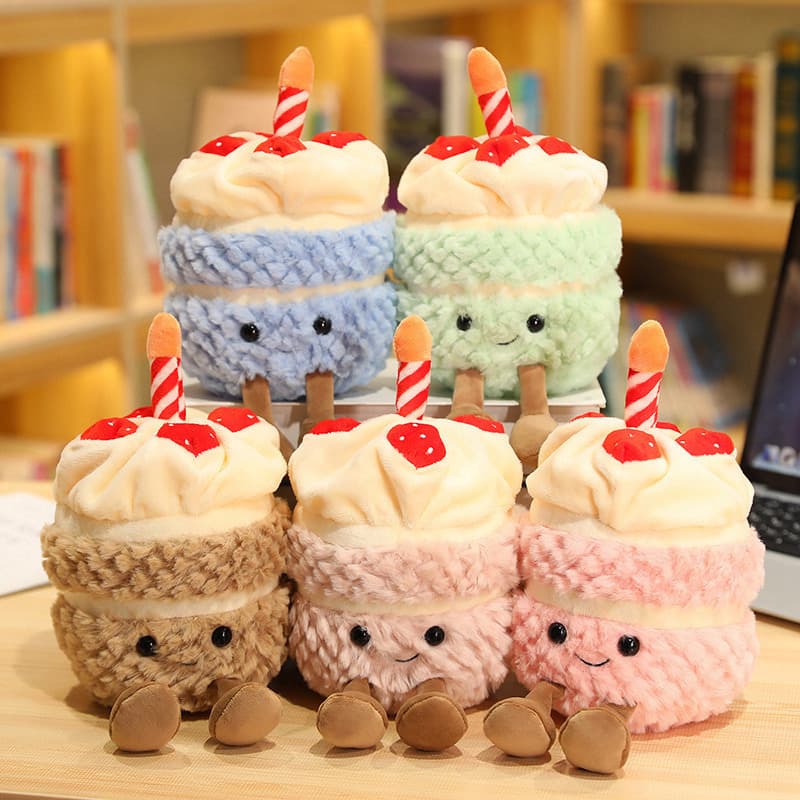 Stuffed Plush Animals Doll Fun Birthday Cake Doll Plush Toy Doll Gift Singing Strawberry Glowing Cake