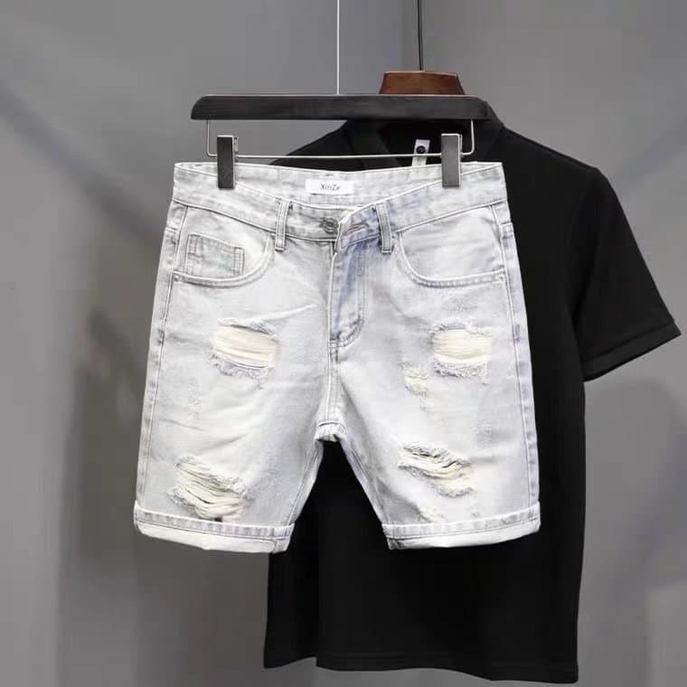 Men's Clothing Retro All-Match Loose Straight Denim Shorts Casual Pants