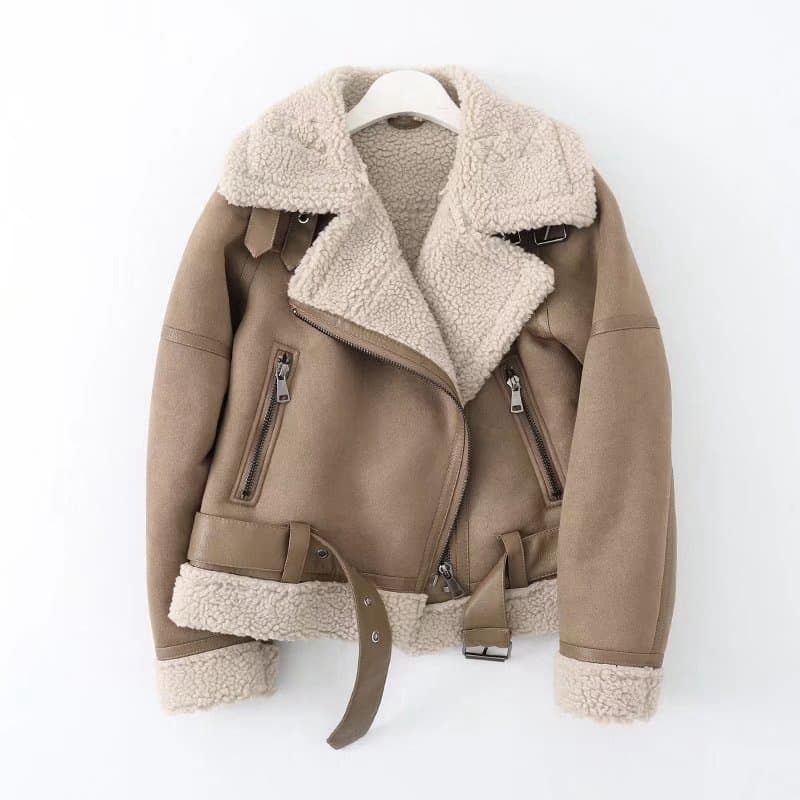 Women's Clothing Polar Fleece Jacket Outerwear Women Autumn and Winter New Suede Fur Lambswool Warm Jacket Motorcycle Clothes