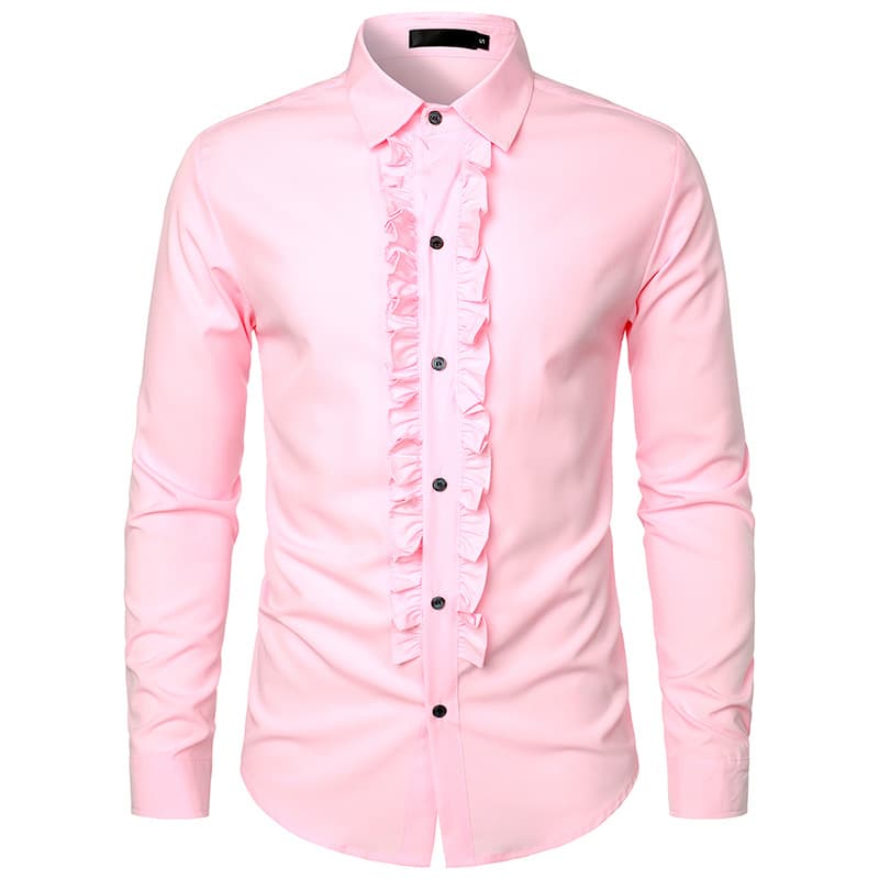 Man's clothing Men's long sleeve solid color shirt Men's wedding dress Long sleeve shirt performance dress