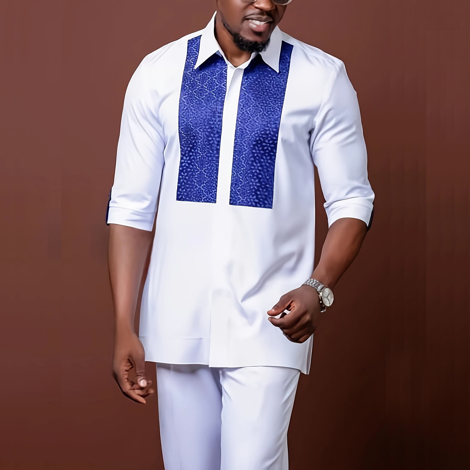 Costume noir africain décontracté brodé pour homme, manches longues, idéal pour les mariages et les banquets.