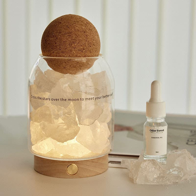 Incense Crystal Aroma Diffuser Natural Gemstone Reedless Essential Oil Diffuser With Refill Bottle Elegant Home Decor & Perfect Present