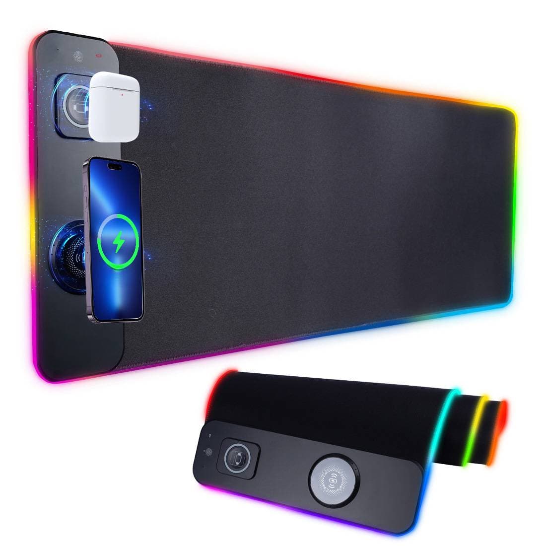 3-in-1 Magnetic Suction Super Large Batch Office Desk Pad, Wireless Charging Luminous Mouse Pad