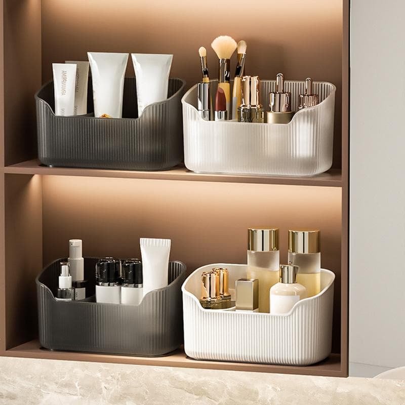 Acrylic Cosmetic Organizer Slanted Design For Vanity Bathroom Fits In Mirror Cabinet Perfect For Makeup Skincare Perfume Storage