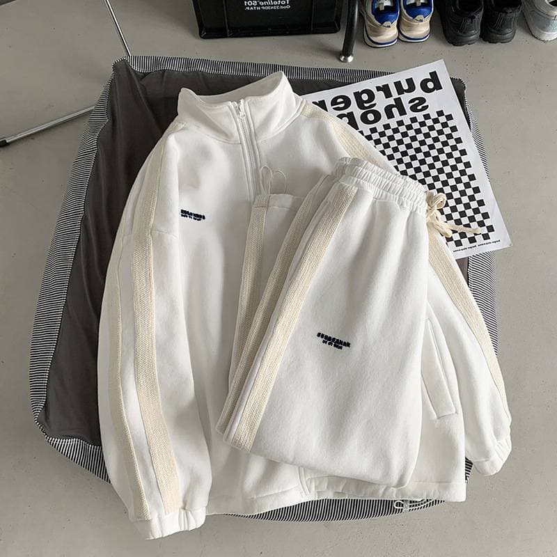 Hong Kong Style Street Suit Loose Trend Ins Sweater Long Sleeve Trousers Casual Student Sportswear Two Piece Suit For Men