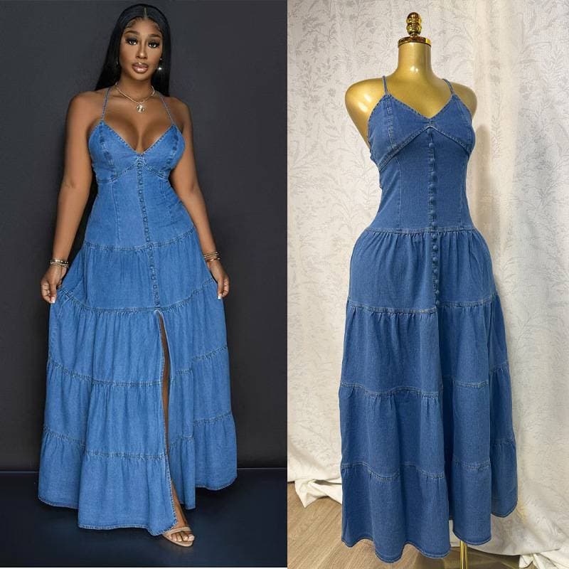 French-Inspired Red Evening Gown | Heavy Embroidery | Slimming Halter Neck | Bodycon Silhouette | Light Luxury Elegance (S/M/L)