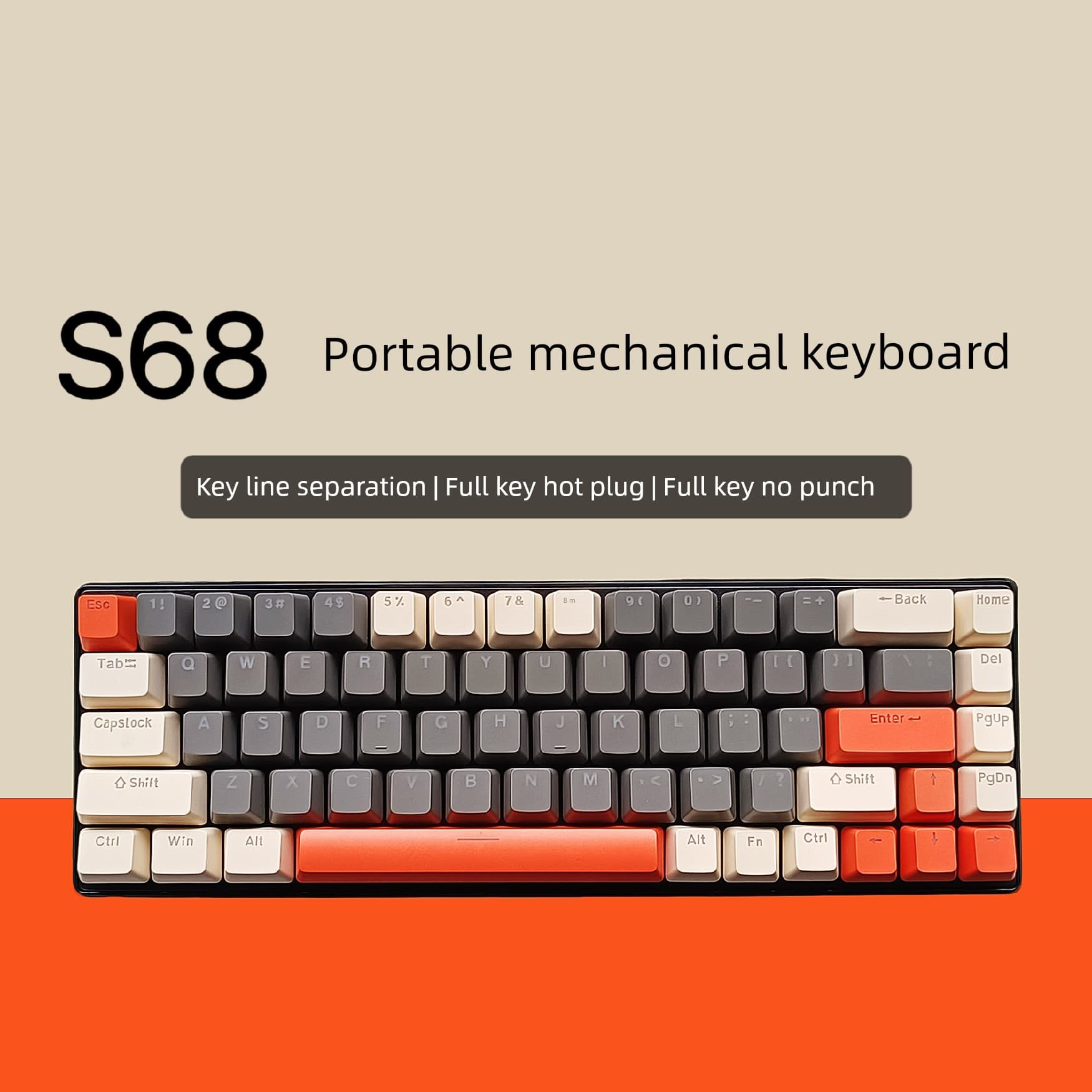 Pgpn S68 68 61 Keys Wired Nical Keyboard Hot Plug Portable Office Wireless Bluetooth