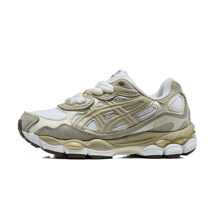 Chaussures de running rétro Asic NYC Series pour enfants, tige en daim et mesh, chaussures de sport respirantes et amortissantes pour enfants