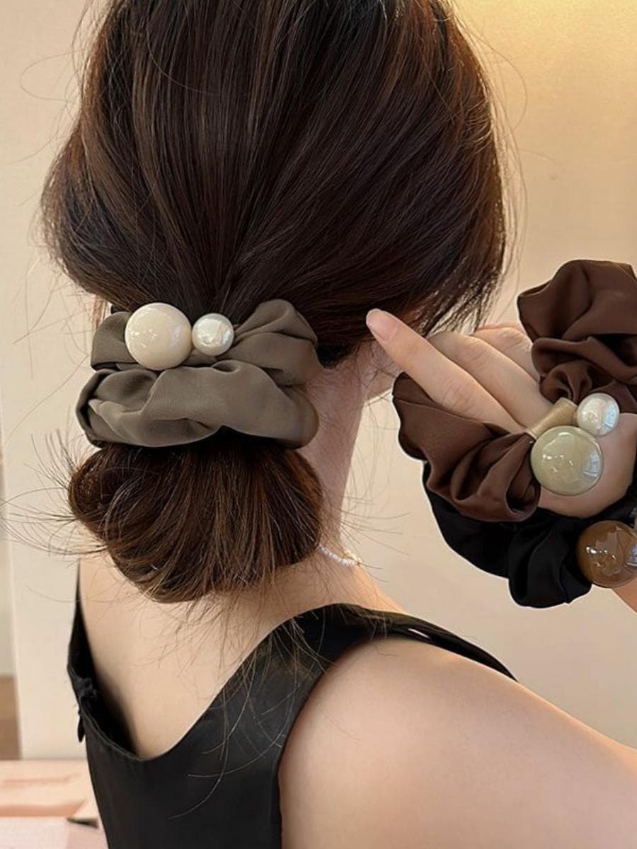 Simple Elegant Scrunchie 2024 New Rubber Band Women Pearl Hair Tie High Appearance Snake Year