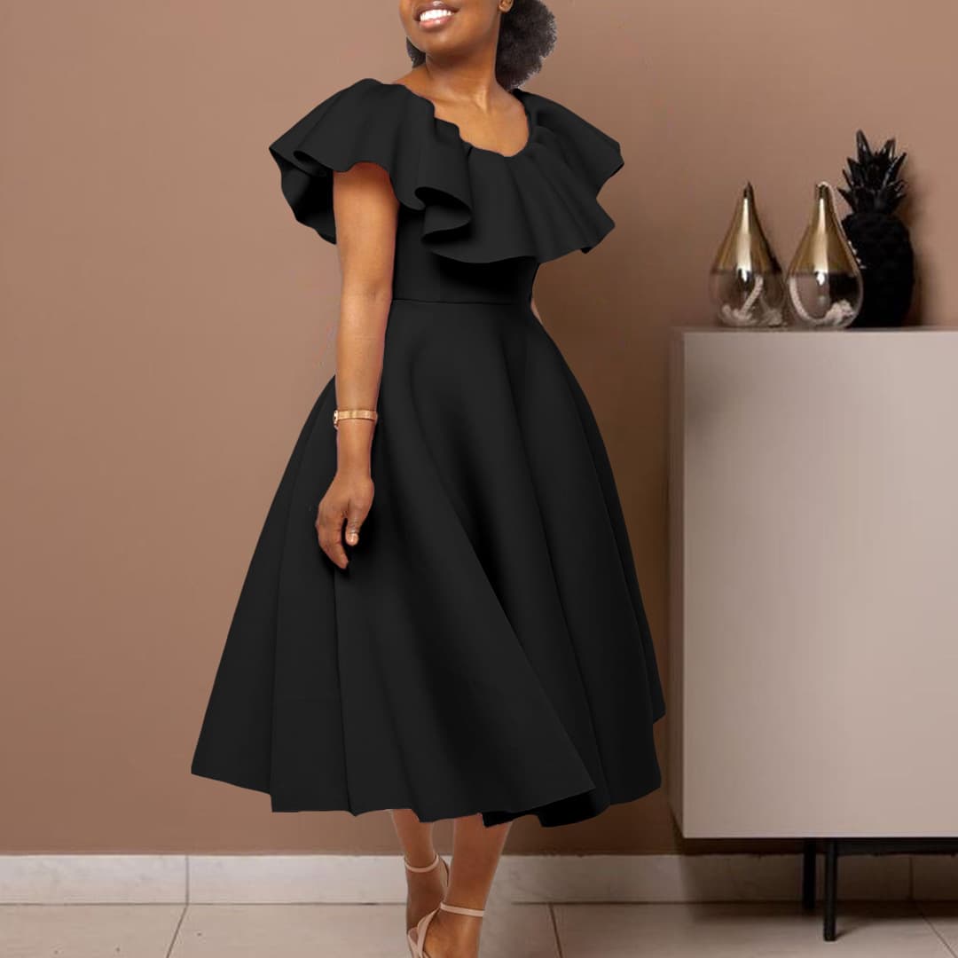 Women's Clothing Temperament Elegant Ruffled Large Skirt Banquet Dress