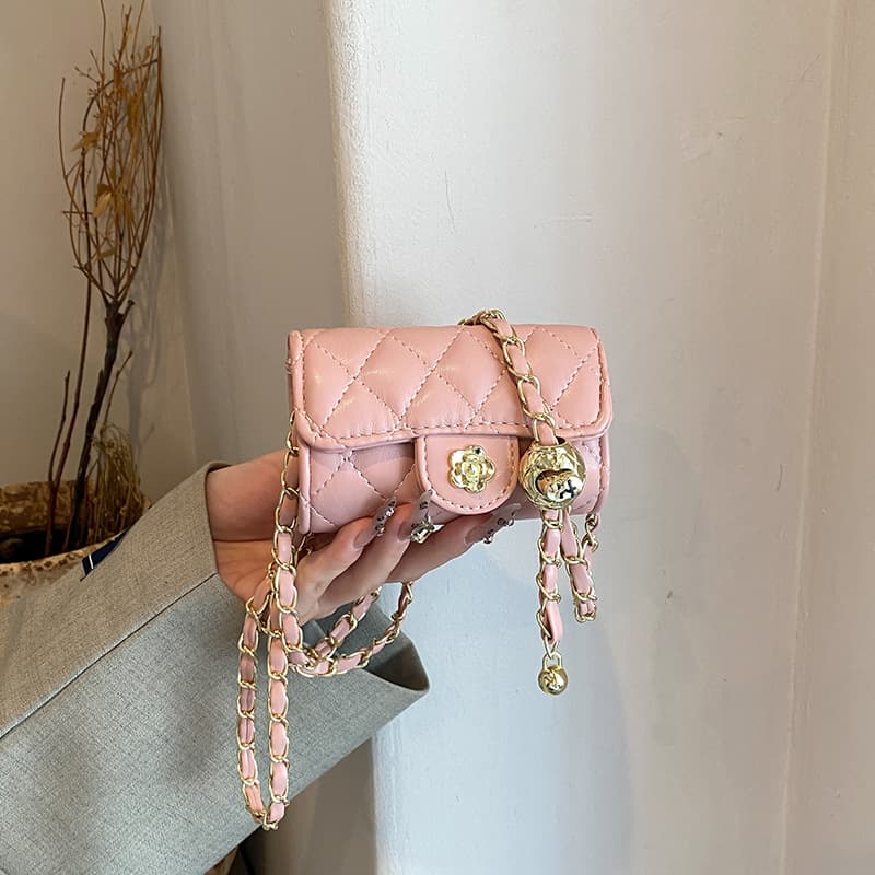 Women's Crossbody Bags One-shoulder Bag With Diamond-shaped Embroidered Thread And Golden Ball Mini Casual Commuting