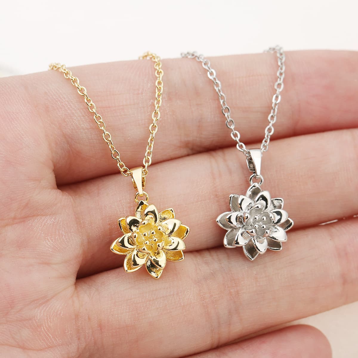 Luo Chen Lotus Necklace - Plated Good Luck Pendant ​