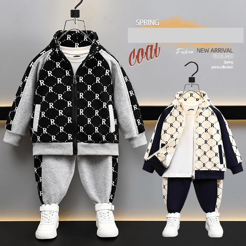 Kid's Clothing Boys Qiuchao brand sports suit children's Korean style casual two piece suit 2024 new baby foreign trade children's clothing
