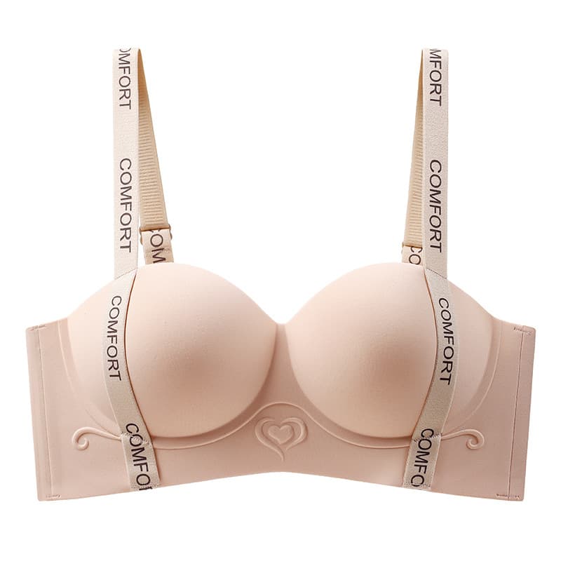 Women's Intimates Letter Strap Half Cup Bra Small Chest Gathered To Show Big Seamless No Steel Ring Bra