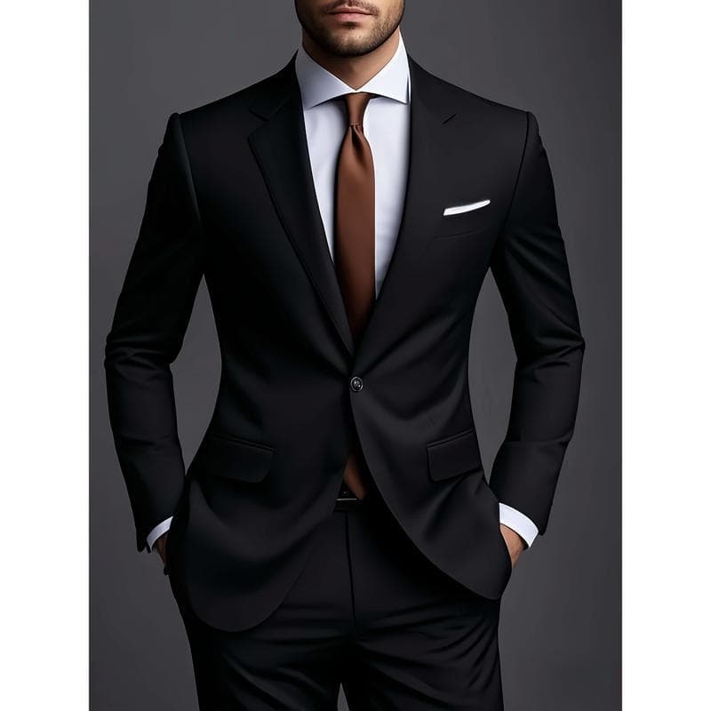 ​Men's Slim-Fit Suit Set – Modern Blazer & Dress Pants For Weddings, Parties & Business Casual (Black/Navy/Burgundy/Gray/Khaki)​