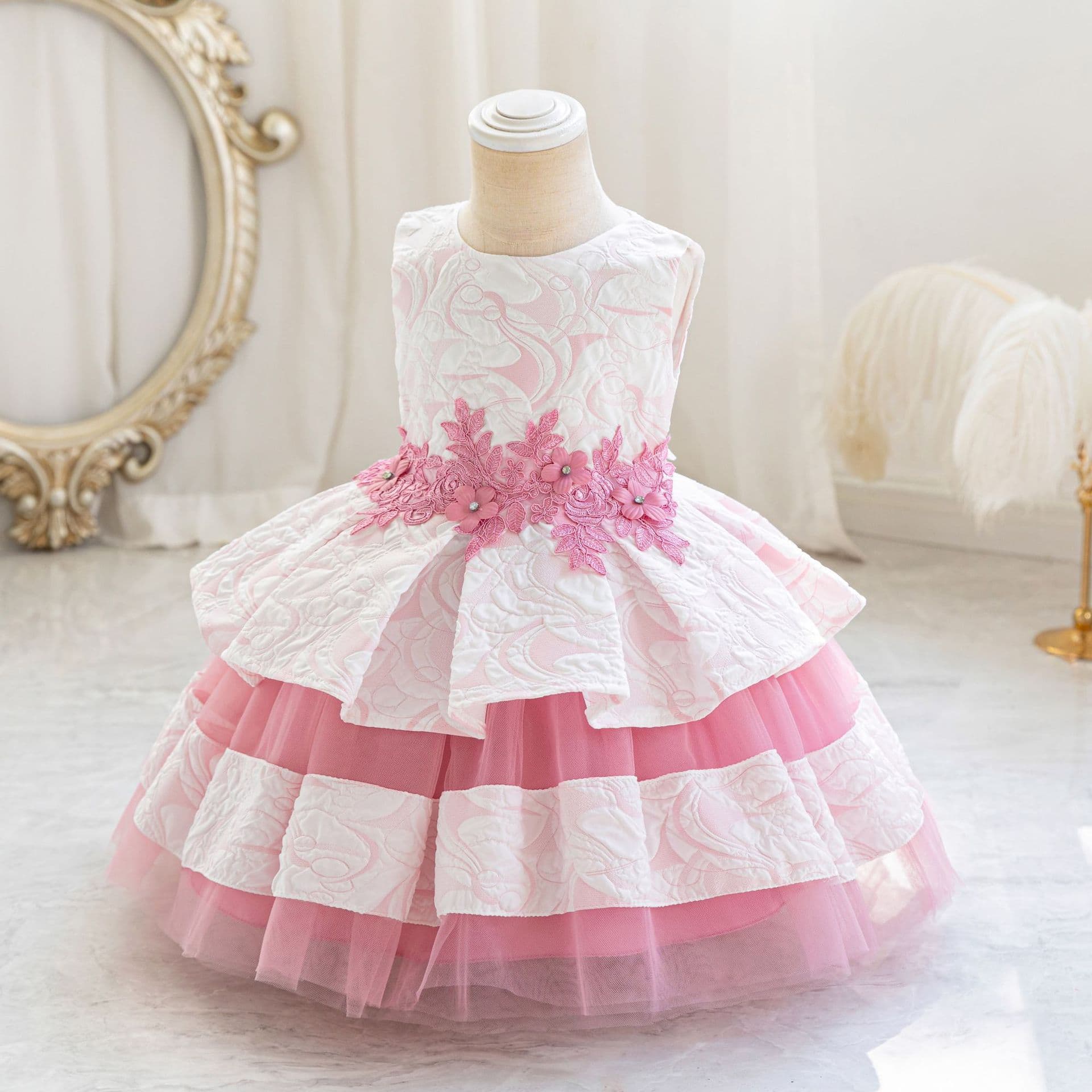 Kids Clothing children's wholesale dress lace flower cake princess dress girl baby week end evening dress baby dress
